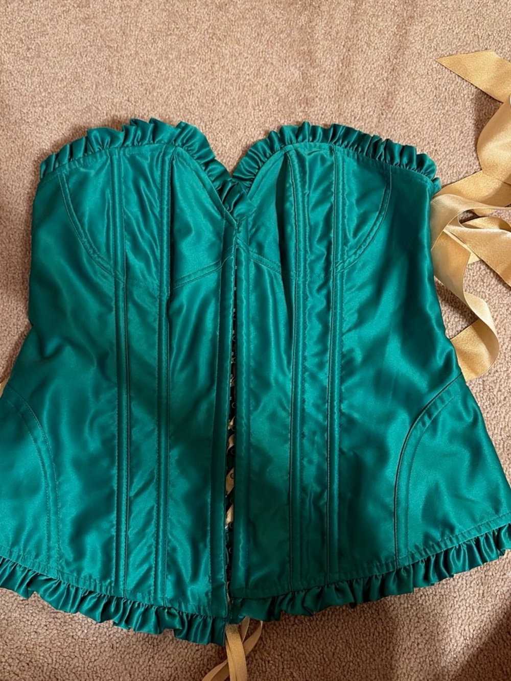 Victorias Secret Sexy Little Things Green and Gold Corset Top Sz Large